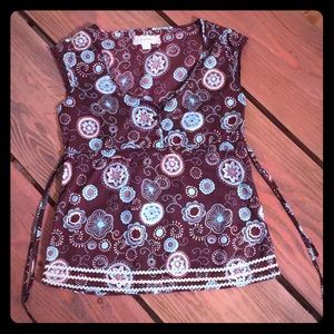 Anchor Blue sleeveless blouse Sz s